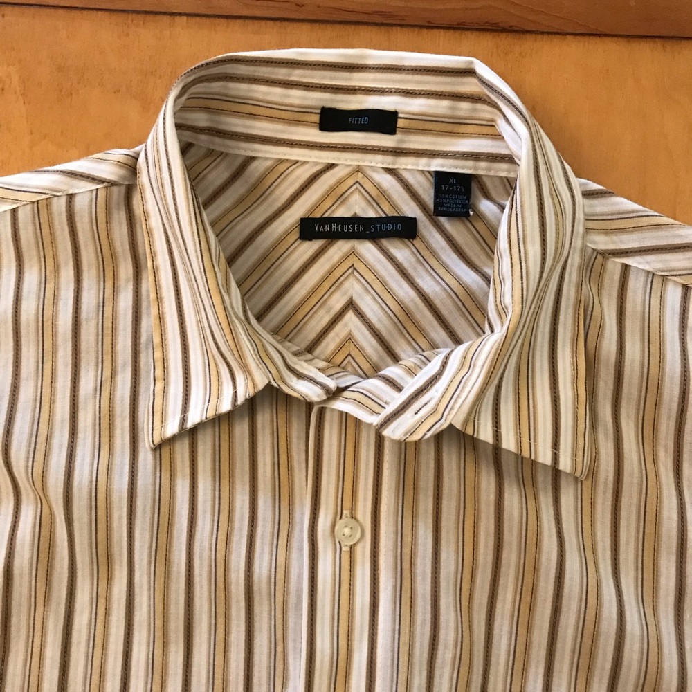 Cool vintage striped button fitted XL 17 - 17 1/2